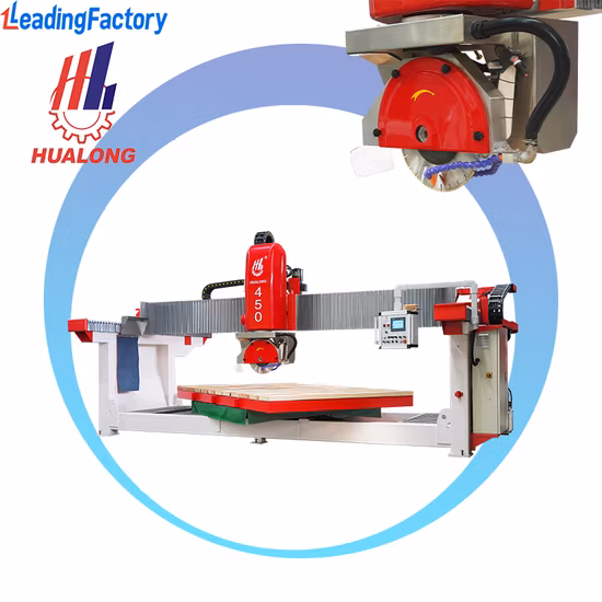 Hualong Machinery Hlsq-450 Automatic 45 Degree Slab Miter Granite Cutting Machine Tile Cutter Stone Bridge Saw for Marble Quartz Porcelain