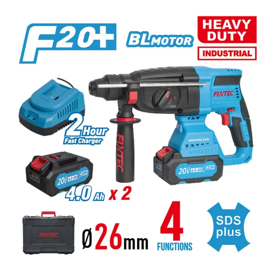 Fixtec Power Tools Drill 20V 2X1500mAh Li-ion Battery Impact Electric Cordless Drill