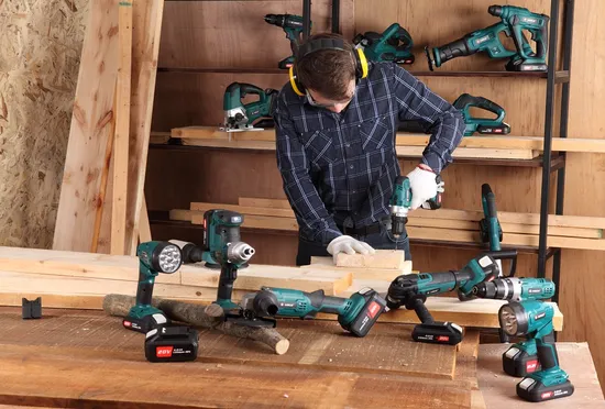 Electric Power Tools Combo Kit Liangye 18V Rechargeable Battery Operated Cordless Impact Driver and Hammer Drill