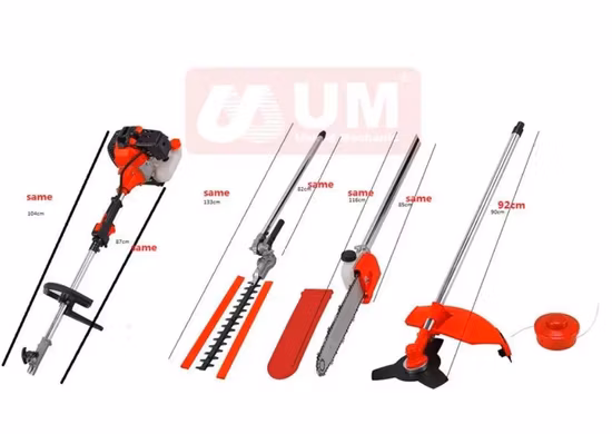 32.5cc Gasoline/Petrol Wood Brush Cutter / Grass Cutter / Pruning Shear / Cordless Chain Saw / Hedge Trimmer with Multifactional Tools (4 in 1)