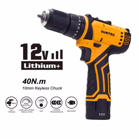 Suntec Factory 12V Cordless Drill Power Tool with Impact Function
